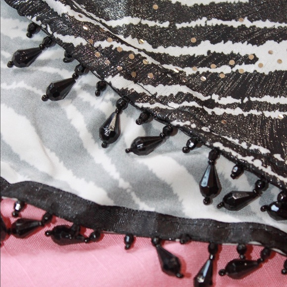 VTG y2k Zebra Print Lamé Beaded Hem Shirt Jacket - Picture 11 of 11